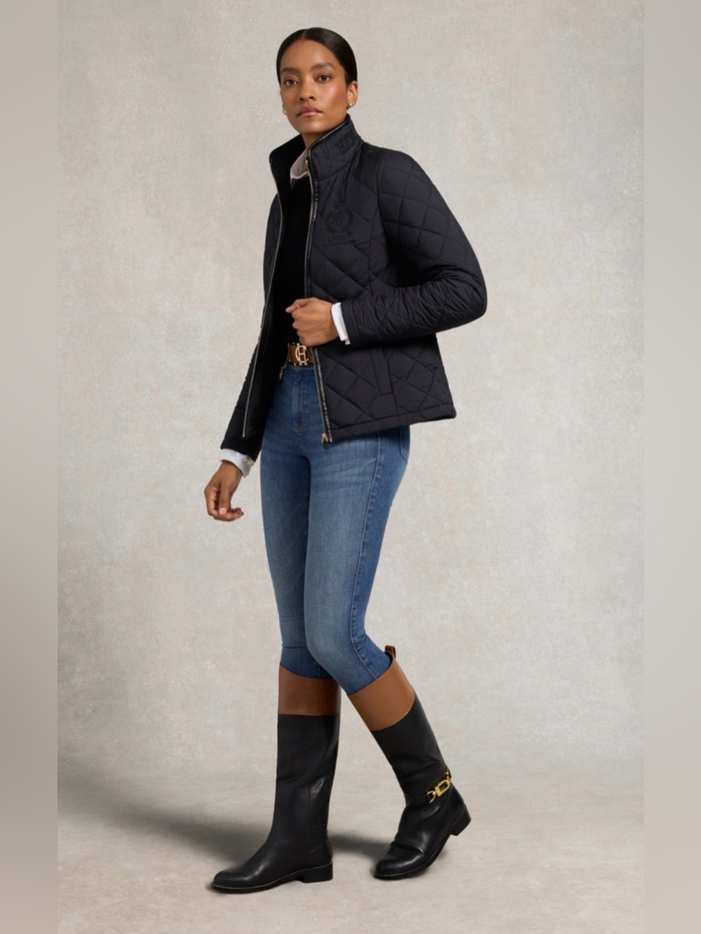 RALPH LAUREN Sport Quilted Black Jacket Equstrian